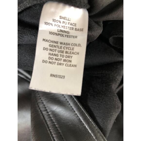 Halogen Faux Leather Pants High Rise Straight Leg Slightly Cropped Black Size 16 - Picture 5 of 6